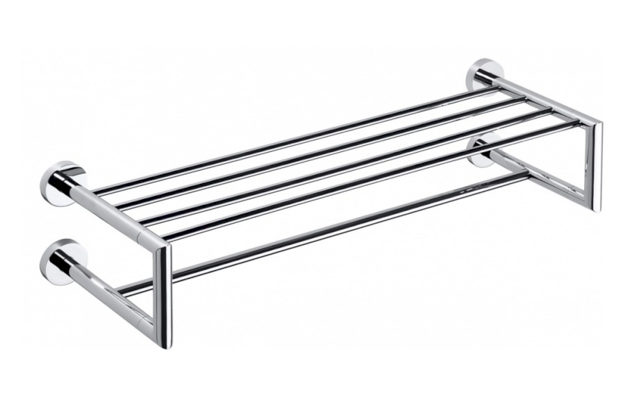 X-ROUND polička na ručníky dvojitá s hrazdou 600x160x225mm, chrom XR416