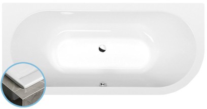 VIVA L SLIM asymetrická vana 175x80x47cm, bílá 70119S