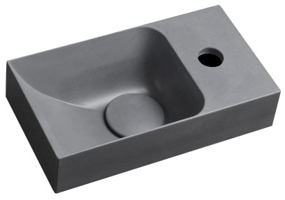 PICCOLINO betonové umývátko 30,8x17cm, baterie vpravo, šedá PK30517