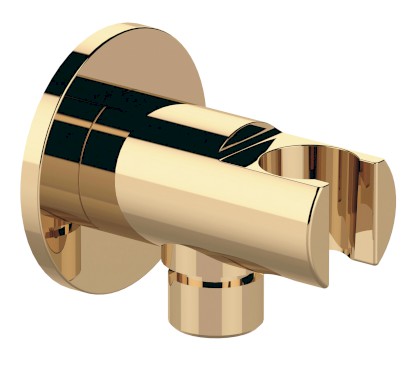 Držák sprchy kulatý, pevný, s vyústěním, zlato 1205-0917