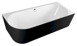 SUSSI R rohová stojící vana litý mramor 160x70x49,5cm, černá/bílá 80219R