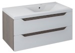 WAVE umyvadlová skříňka 89,7x45x47,8cm, pravá, bílá/mali wenge WA093-3021