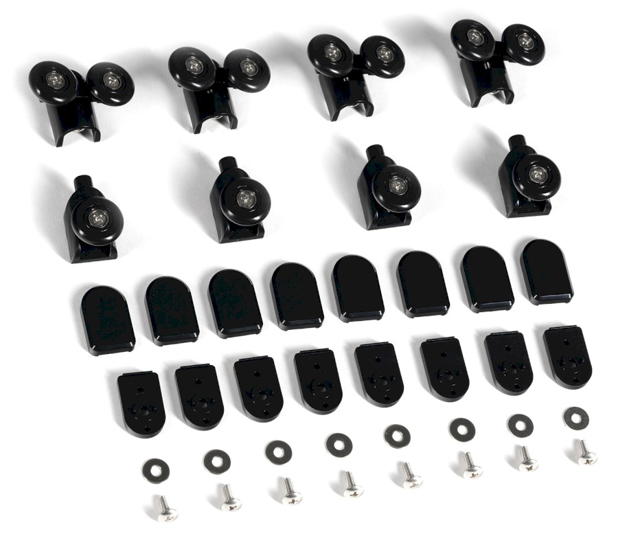 Set pojezdů 4ks horních a 4ks  spodních, černá SPBL04