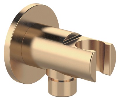 Držák sprchy kulatý, pevný, s vyústěním, zlato mat 1205-0919