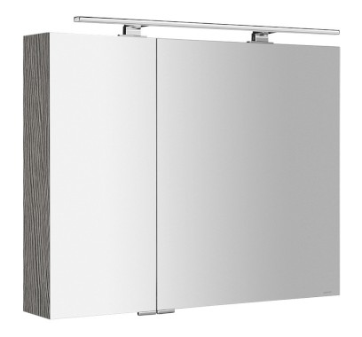 MIRRÓ galerka s LED osvětlením, 90x70x16cm, dub stříbrný MC090-0011