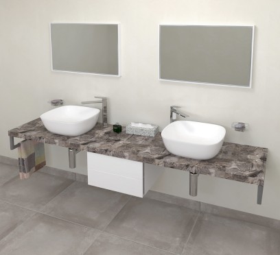 AVICE deska pod umyvadlo 240x50cm, tl.5cm, šedý kámen AV2410