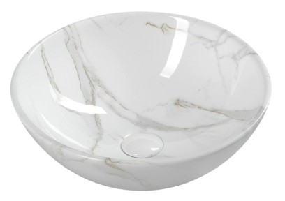 DALMA keramické umyvadlo na desku, Ø 42 cm, carrara MM117