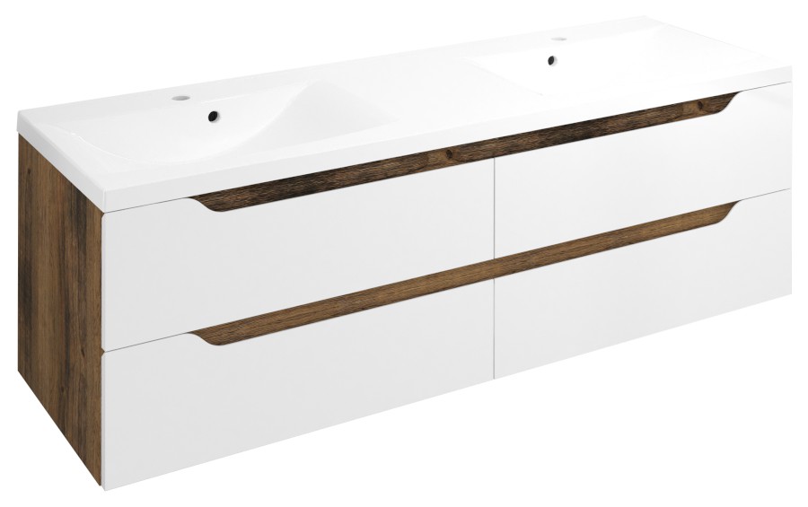 WA150-3019 (44793) WAVE dvojumyvadlová skříňka 149,7x50x47,8cm, bílá/dub collingwood WA150-3019