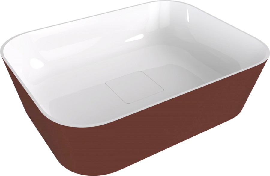 14596.72 (58430) BANERA SQUARE umyvadlo na desku, litý mramor, 50x36cm, bílá/hnědá mat 14596.72