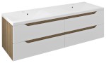 WA150-3025 (59753) WAVE dvojumyvadlová skříňka 149,7x50x47,8cm, bílá/dub cuneo WA150-3025