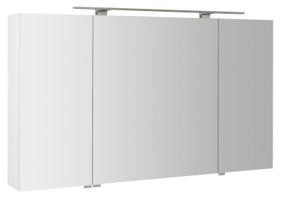RIWA galerka s LED osvětlením, 3x dvířka, 121x70x17cm, bílá lesk RIW120-0030