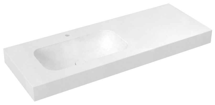 EMICO umyvadlo, Rockstone, 190x50cm, límec L, levé, bílá mat EM190-B1L-L