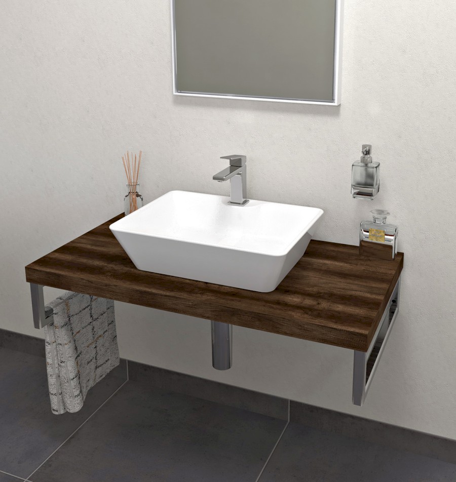 AVICE deska pod umyvadlo 60x50cm, tl.5cm, dub tmavý AV0611