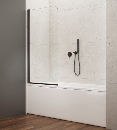 VILMA vanová zástěna 600x1400mm, černá, čiré sklo AQ6014B
