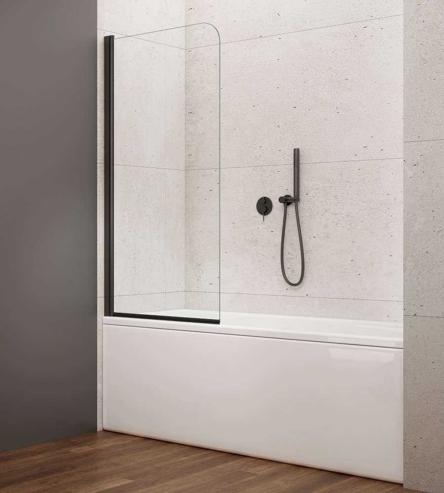 VILMA vanová zástěna 600x1400mm, černá, čiré sklo AQ6014B