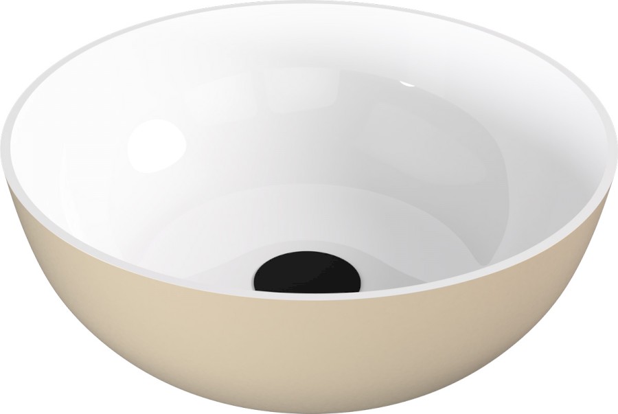 14337.82 (58404) BANERA ROUND umyvadlo na desku, litý mramor, průměr 39cm, bílá/béžová mat 14337.82