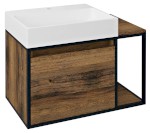 SKARA umyvadlová skříňka 80x49,5x46,5cm, černá mat/dub Collingwood CG003-1919