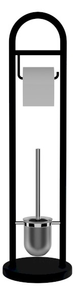 11123110 (59520) JUNDAH stojan s držákem na toaletní papír a WC štětkou, černá 11123110