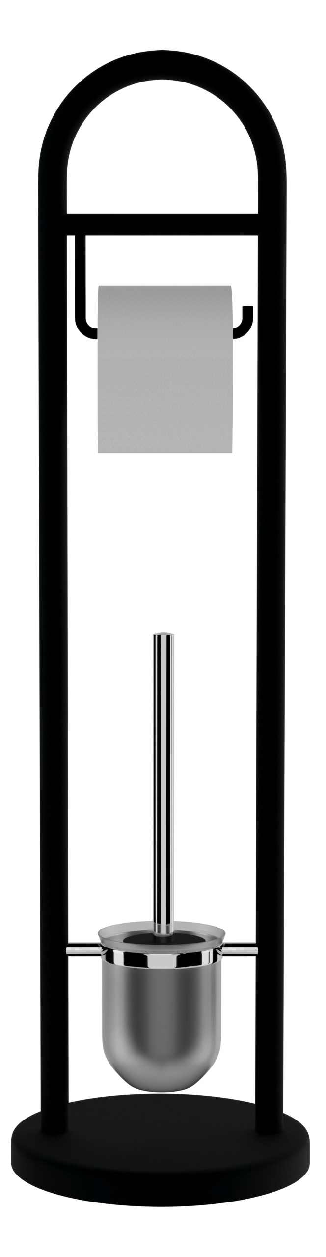 11123110 (59520) JUNDAH stojan s držákem na toaletní papír a WC štětkou, černá 11123110
