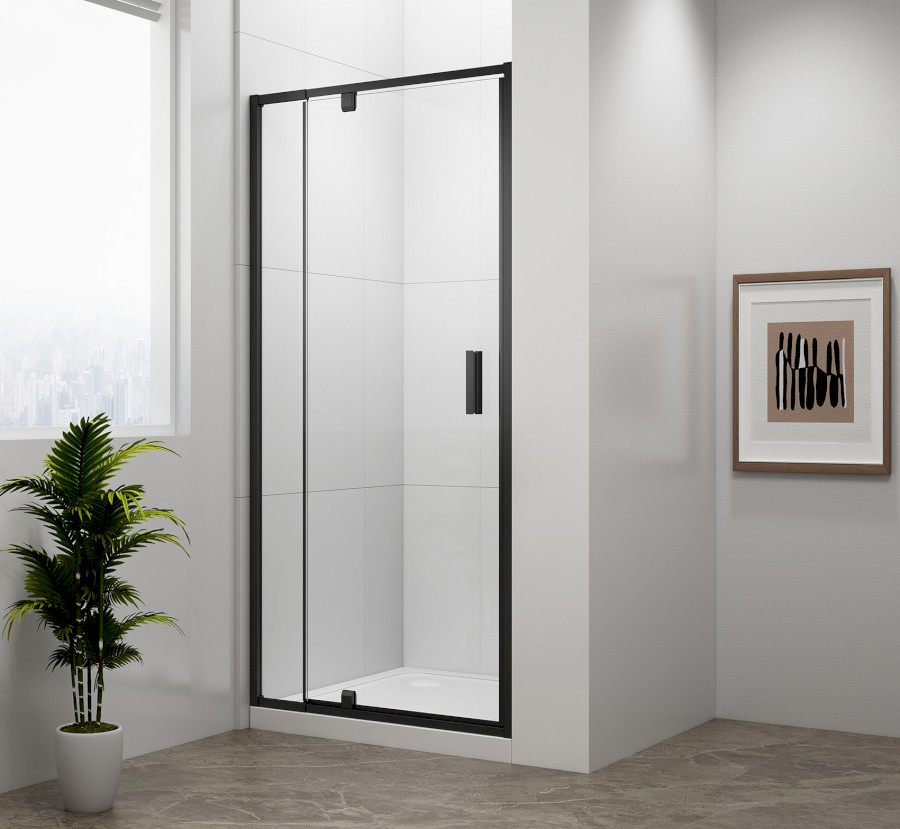 EASY BLACK sprchové dveře otočné 760-900mm, čiré sklo EL1615B