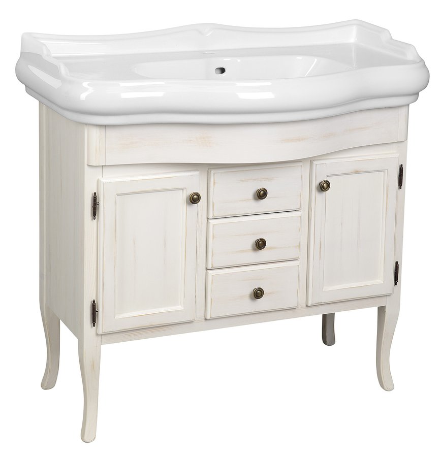 RETRO umyvadlová skříňka 89x80x48cm, starobílá 1621