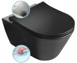 AVVA CLEANWASH závěsná WC mísa, s bidetovou sprškou, Rimless, 35,5x53cm, černá mat 100312-110