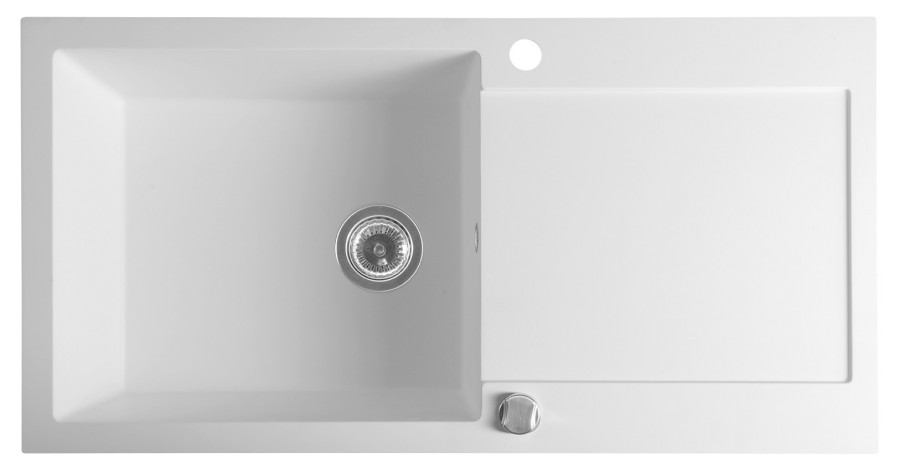 Granitový vestavný dřez s odkapem, 97x50cm, bílá GR1611