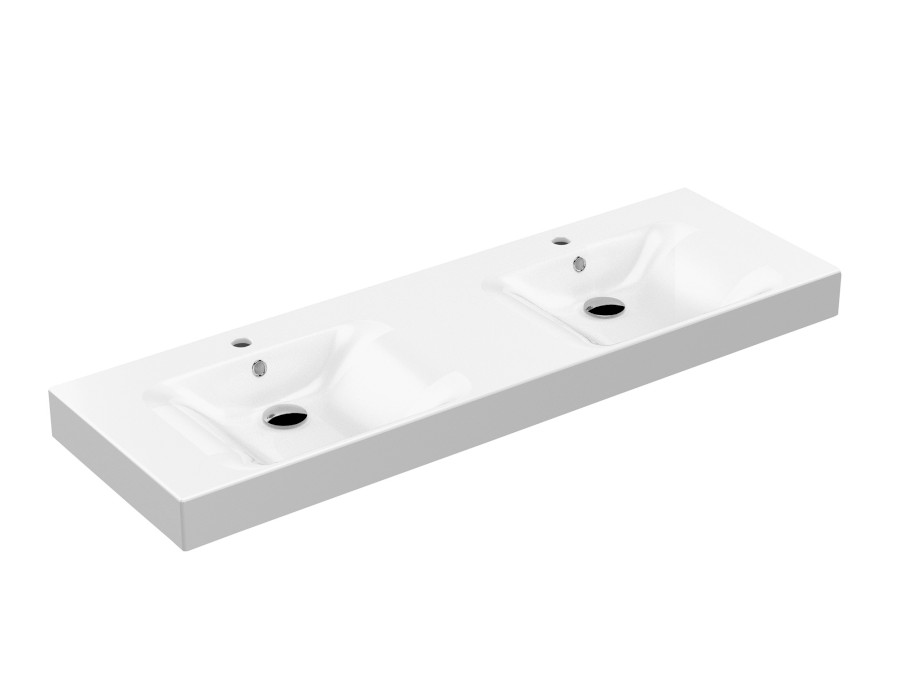 353601 (7808) CENTO keramické dvojumyvadlo 140x45cm, bílá 353601