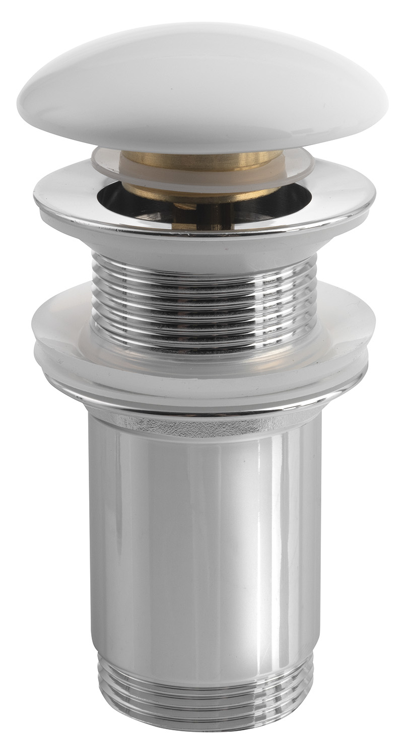 Umyvadlová výpust 5/4“, click-clack, keramická zátka, 10-50mm, bílá AR900