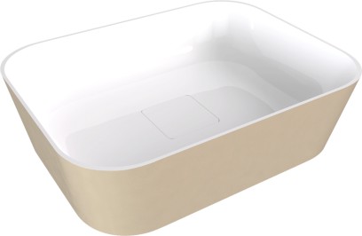 BANERA SQUARE umyvadlo na desku, litý mramor, 50x36cm, bílá/béžová mat 14596.82