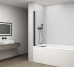 FB650 (55427) ROTA BLACK vanová zástěna otočná 650mm, čiré sklo FB650