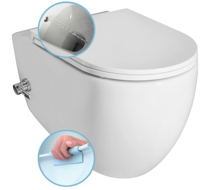 INFINITY CLEANWASH závěsná WC mísa, integrovaná baterie a bidet. sprška, Rimless, 36,5x53cm, bílá 10NFS1005I