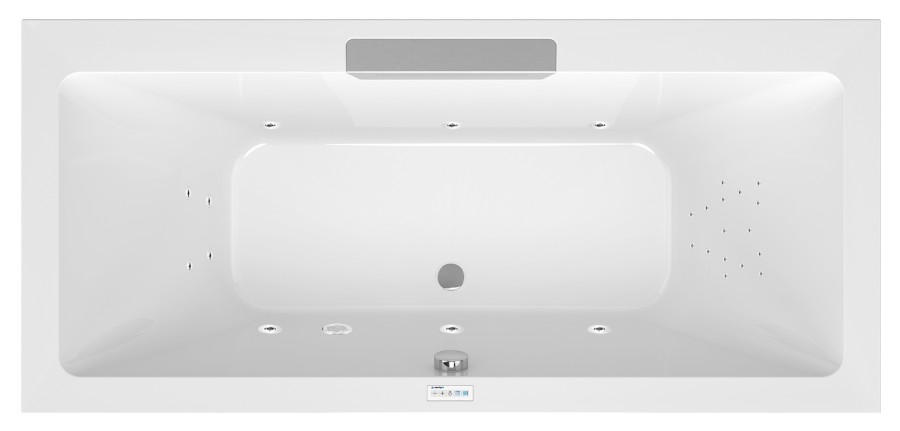 CASCATA hydromasážní vana, 185x85x45cm, kaskáda nerez, Highline Hydro, chrom 73836.100.5010