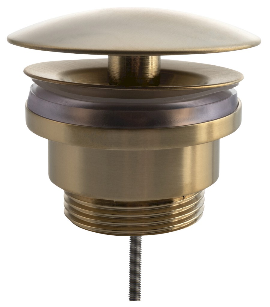 UD52596P (51182) Umyvadlová výpust 5/4“, neuzavíratelná, velká zátka, 5-55mm, zlato mat UD52596P