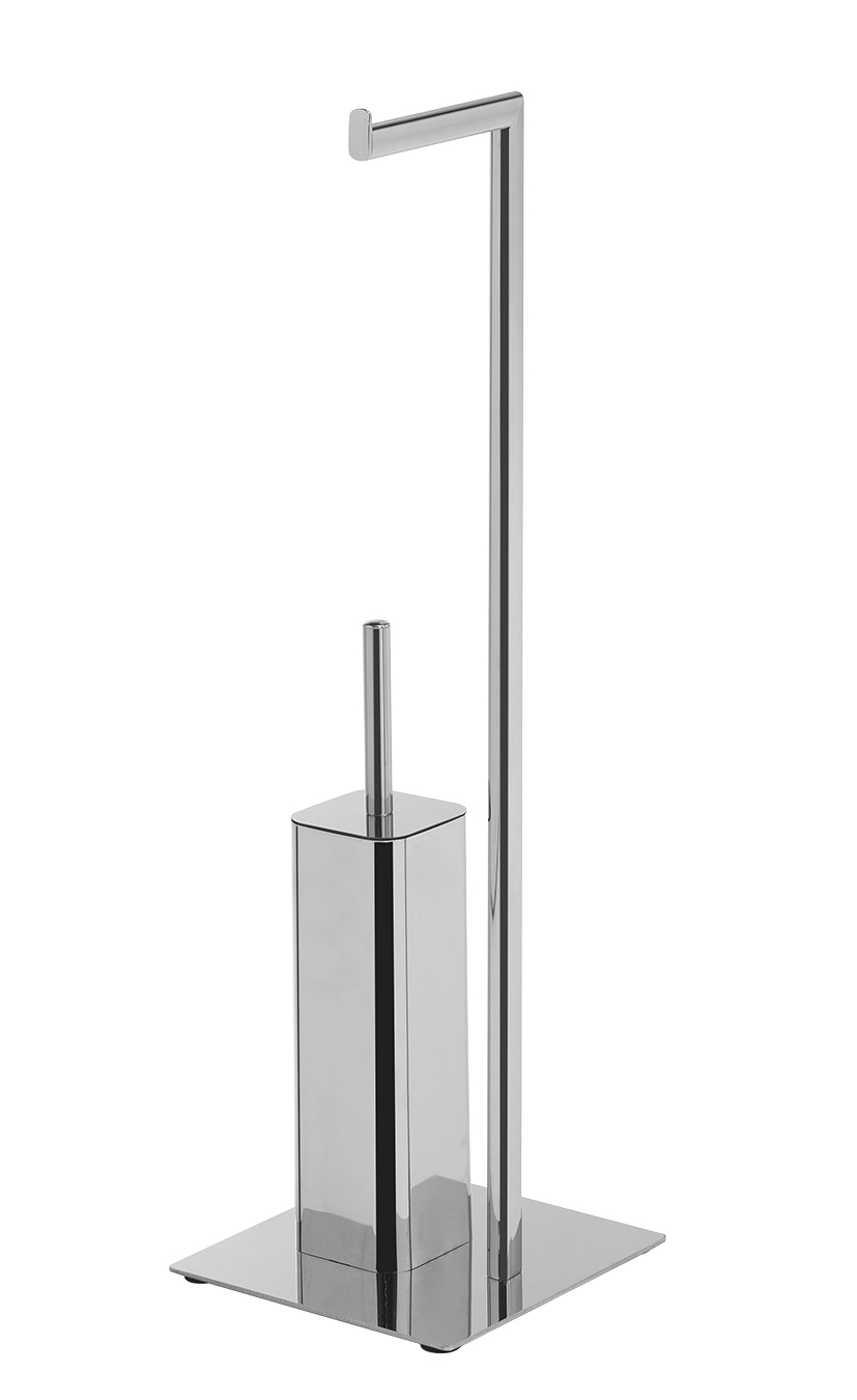 FELIX stojan s držákem na toaletní papír a WC štětkou, hranatý, chrom 133213
