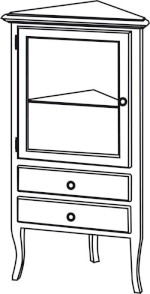 RETRO skříňka rohová 60x120x47cm, starobílá, levá 1692