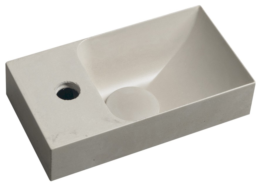 PK30014 (55144) PICCOLINO betonové umývátko 30,8x17cm, baterie vlevo, písková mat PK30014