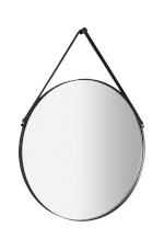 ORBITER kulaté zrcadlo s koženým páskem ø 50cm, černá mat ORT050