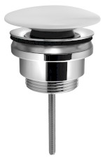 CV1110C (60928) Umyvadlová výpust 5/4“, click-clack, velká zátka, 5-65mm, keramika bílá CV1110C