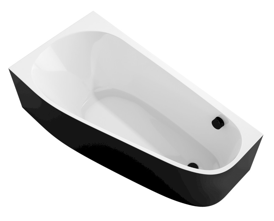 20111MB (52683) PROJEKTA L MONOLITH asymetrická stojící vana 156x77x60cm, bílá/černá 20111MB