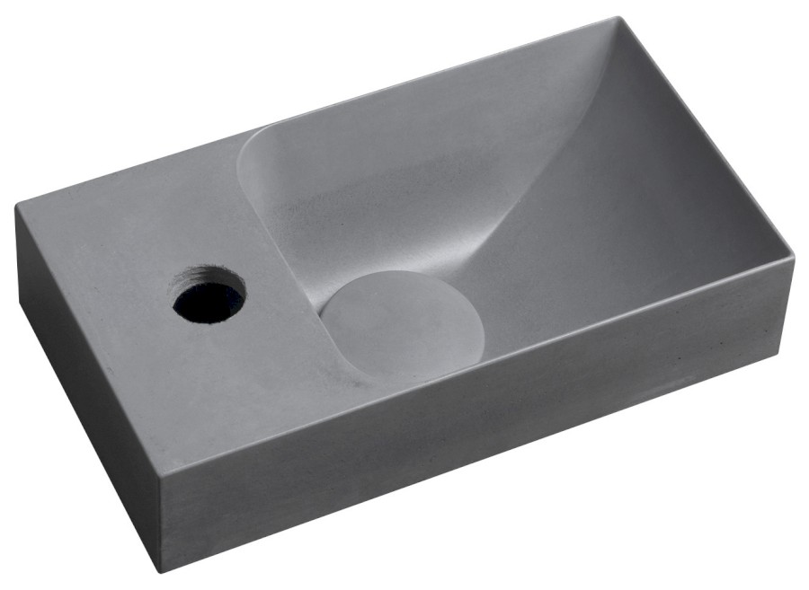 PK30017 (55150) PICCOLINO betonové umývátko 30,8x17cm, baterie vlevo, šedá mat PK30017
