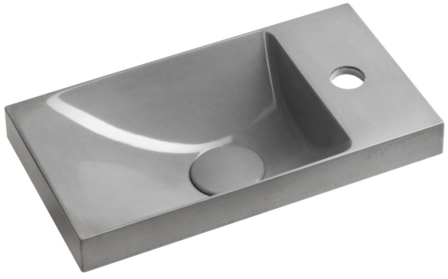 AS40017 (61242) AGOS betonové umývátko 40x22cm, levé/pravé, šedá pololesk AS40017