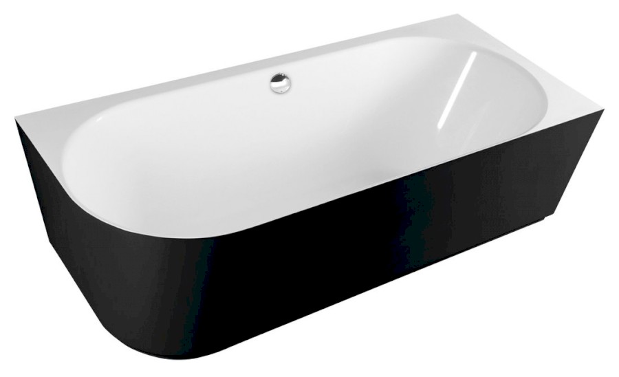 SUSSI R rohová stojící vana litý mramor 150x70x49,5cm, černá/bílá 93241R