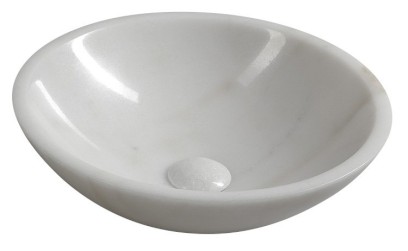 BLOK kamenné umyvadlo na desku Ø 40 cm, leštěný bílý mramor 2401-34