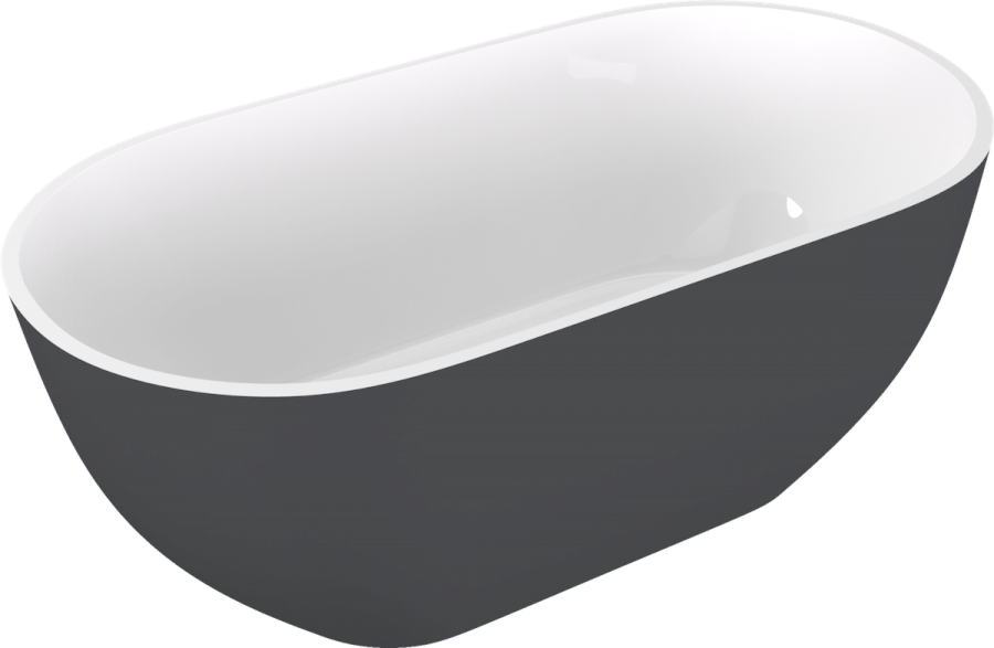 REDUTA volně stojící vana litý mramor 150x75x58cm, bílá/antracit mat 71843.52