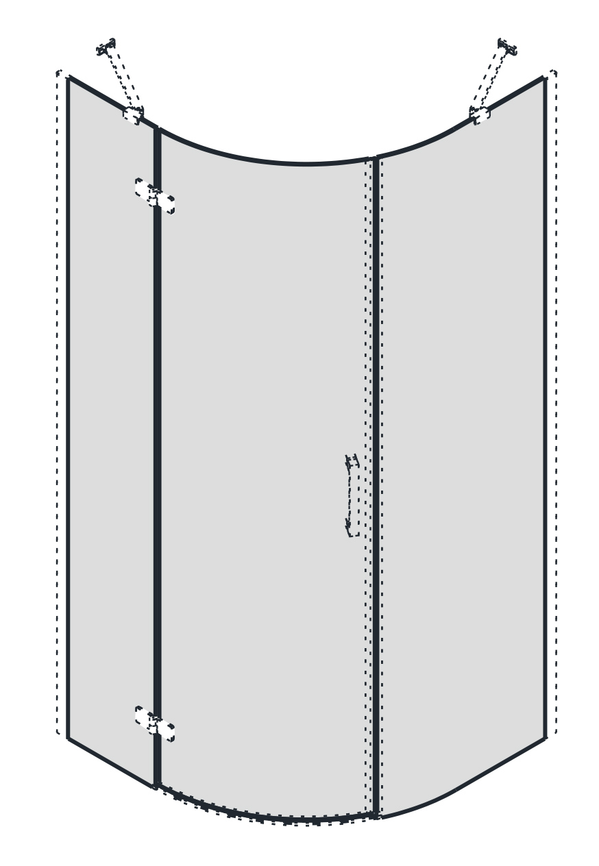 GT6590ML (56296) TRINITY skleněné díly čtvrtkruhová zástěna 900x900, sklo mat, levé GT6590ML