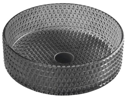 MARAGUA skleněné gravírované umyvadlo na desku Ø 39,5cm, černá TY214