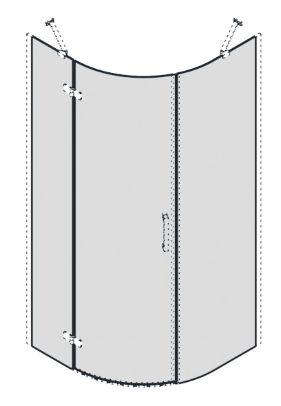 TRINITY skleněné díly čtvrtkruhová zástěna 900x900, sklo čiré, levé GT6590CL