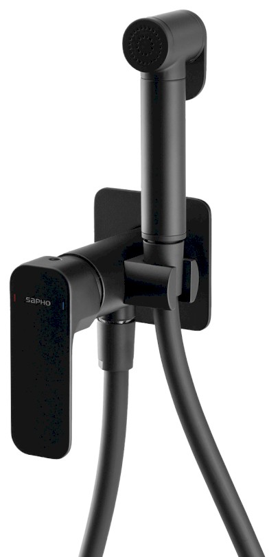 SPY podomítková bidetová baterie se Stop sprškou, černá mat PY13/15