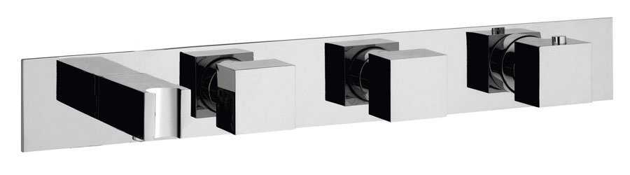 Podomítková termostatická sprchová/vanová baterie s držákem ruční sprchy,2 výstupy,hranatá,chrom MB453